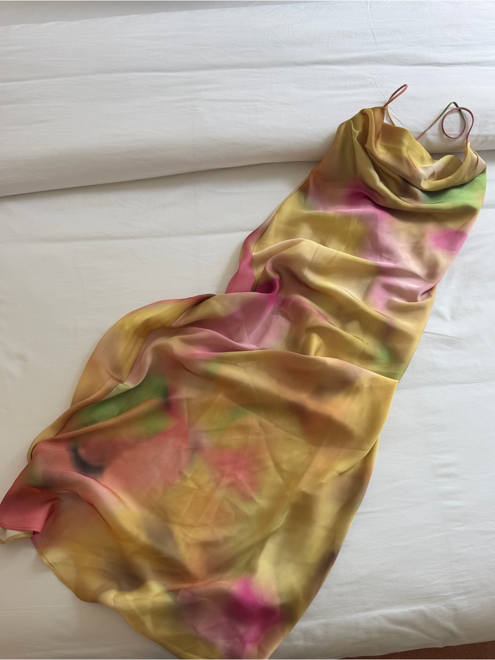 Silk-Look Watercolor Slip Dress